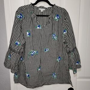 Charter Club Embroidered Floral blouse size 2X